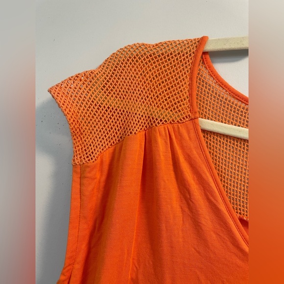 Wythe New York, Large, women’s orange maxi dress elastic waist mesh shoulders - Picture 2 of 4